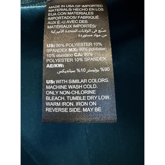 Chico's Travelers | Pant Velvet No Tummy Wide Leg Shortened Pull On Teal Sz 3/16 - Picture 3 of 6